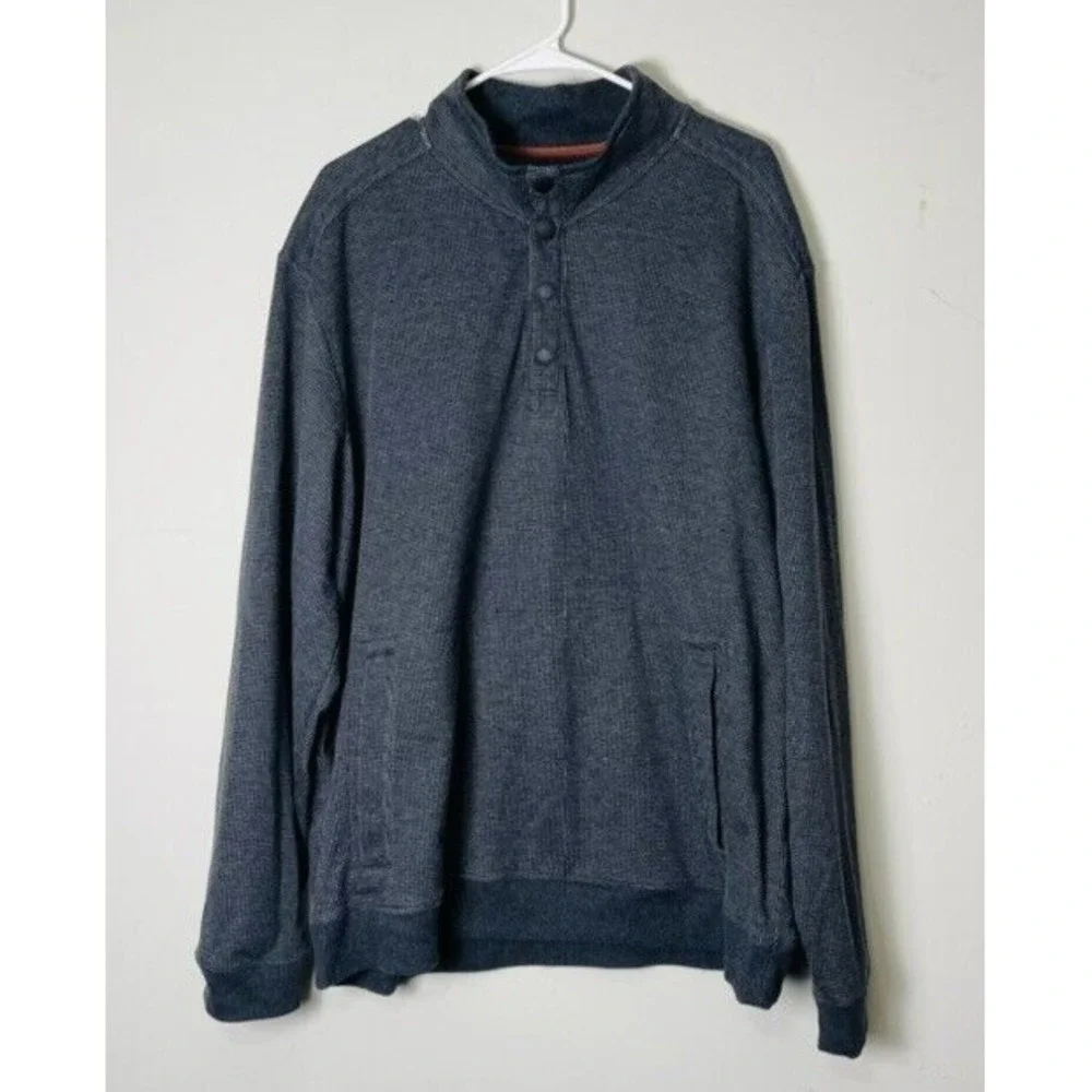 Tommy Bahama‎ Blend Pullover Sweater Gray XXL Long Sleeve Button Mens 2XL